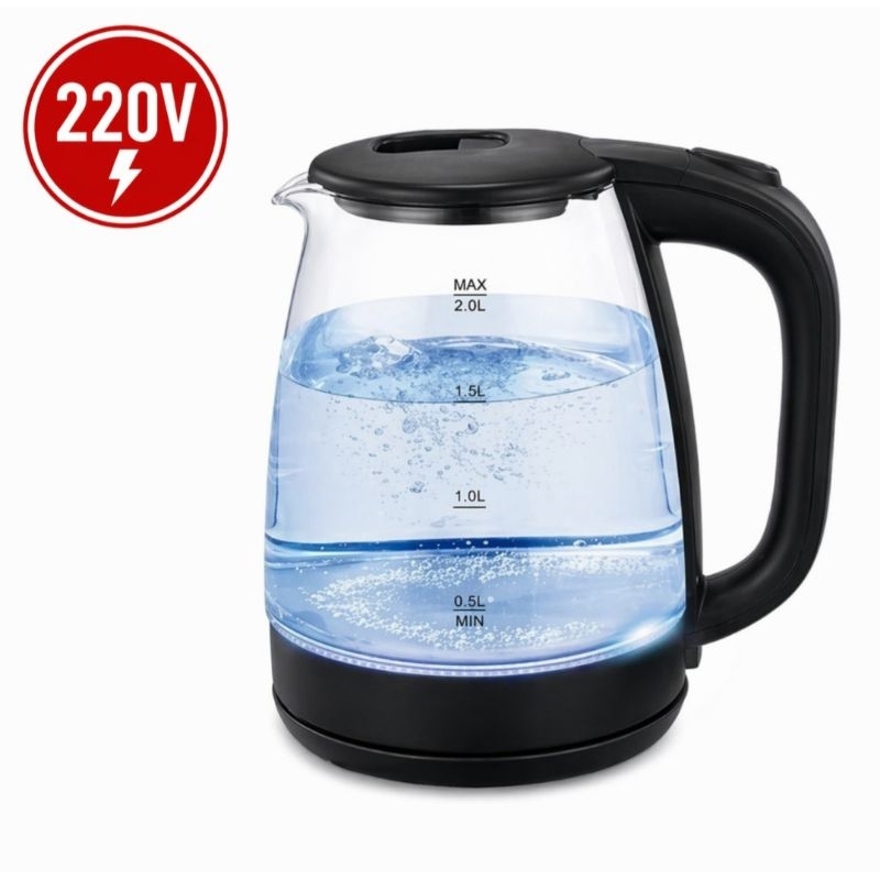 Chaleira Jarra Eletrica   220v Vidro Temperado 1.8 Litros Preto