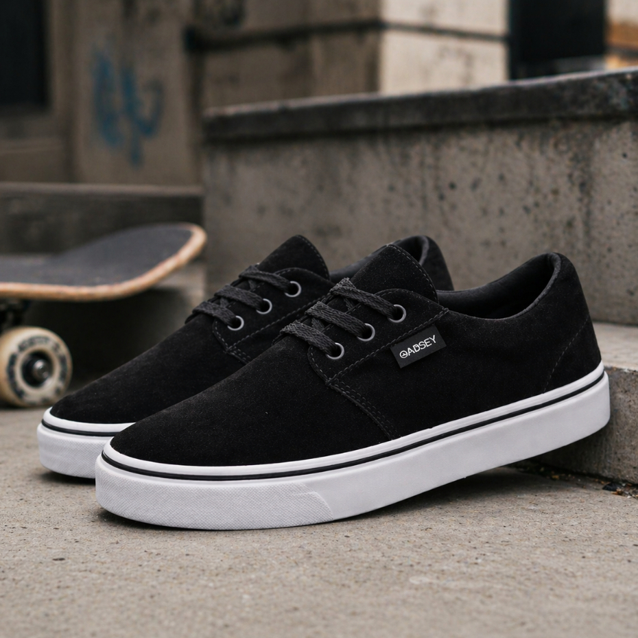 Tênis Skate Masculino Camurça Skatista Preto Confortável