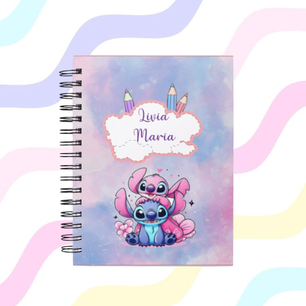 Agenda Escolar 2026/2027 Stitch Personalizada com Nome | Capa Dura Laminada