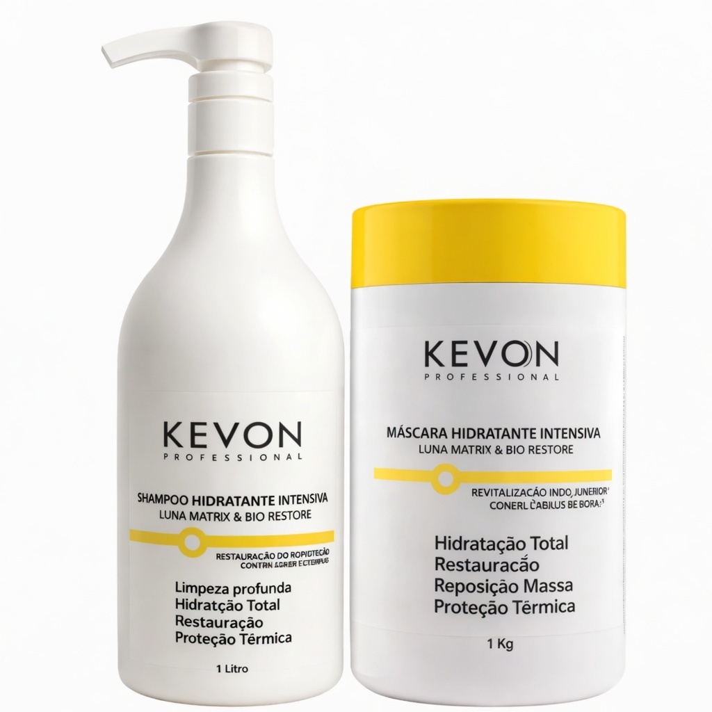Kit Shampoo e Máscara Reconstrução Intensiva Kevon Teia 1kg Hidratação Profunda força Brilho Imediato