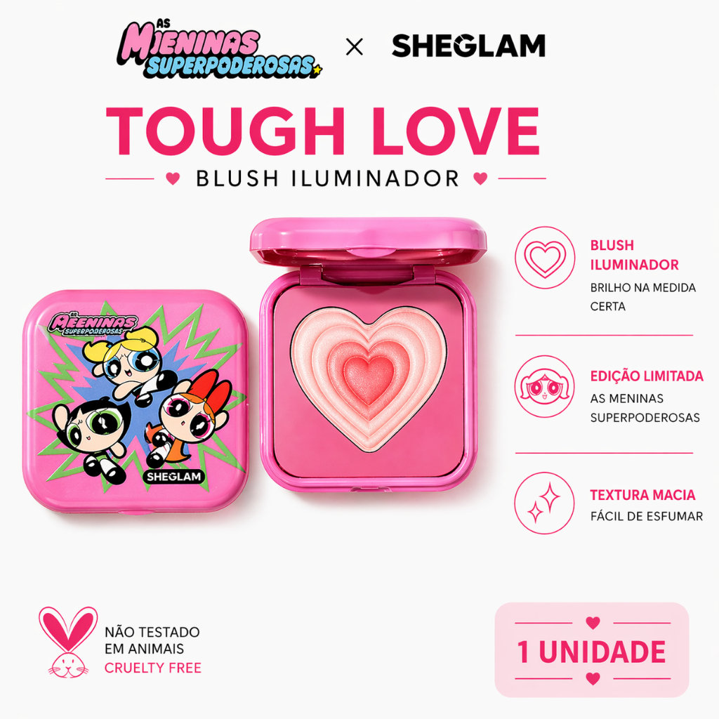 Blush SHEGLAM Meninas Superpoderosas Powerpuff Girls – Iluminador 2 em 1 | Edição Limitada