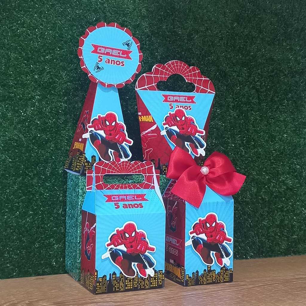 Kit Festa Personalizados HOMEM ARANHA - Caixinhas para Lembrancinhas Aniversário - PAPEL FOTOGRÁFICO