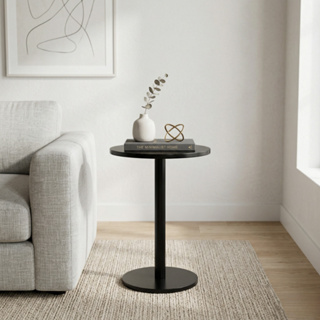 Mesa Lateral Redonda de Apoio Para Sofa e Cama Design Minimalista Compacta de Canto Preta em Oferta na Shopee