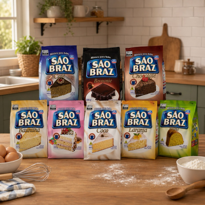 Kit Mistura para Bolo São Braz 400g | 3, 6 ou 10 Unidades Sabores Variados | Massa Fofinha e Fácil