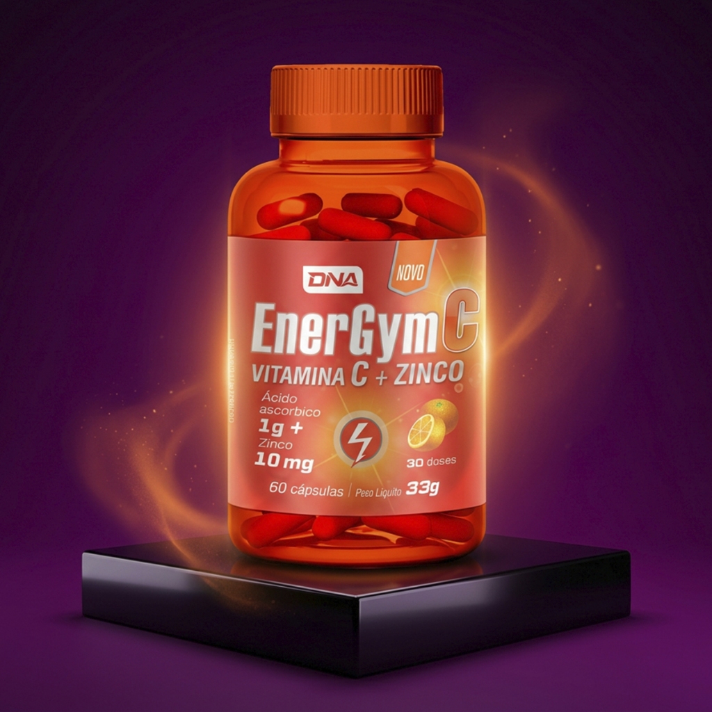 Vitamina C 1g + Zinco 10mg 60 Cápsulas EnerGym C Imunidade Antioxidante Colágeno | DNA Suplementos