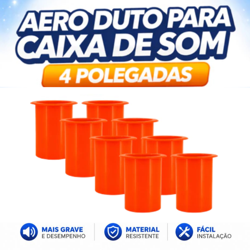 Aero Duto Para Caixa De Som 4 Polegadas Laranja Fluorescente