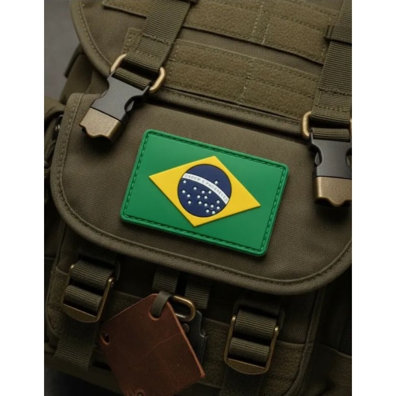 Patch Bandeira Emborrachada 3d Patch C/ Velcro Militar Tático Brasil Para Mochila Boné Farda