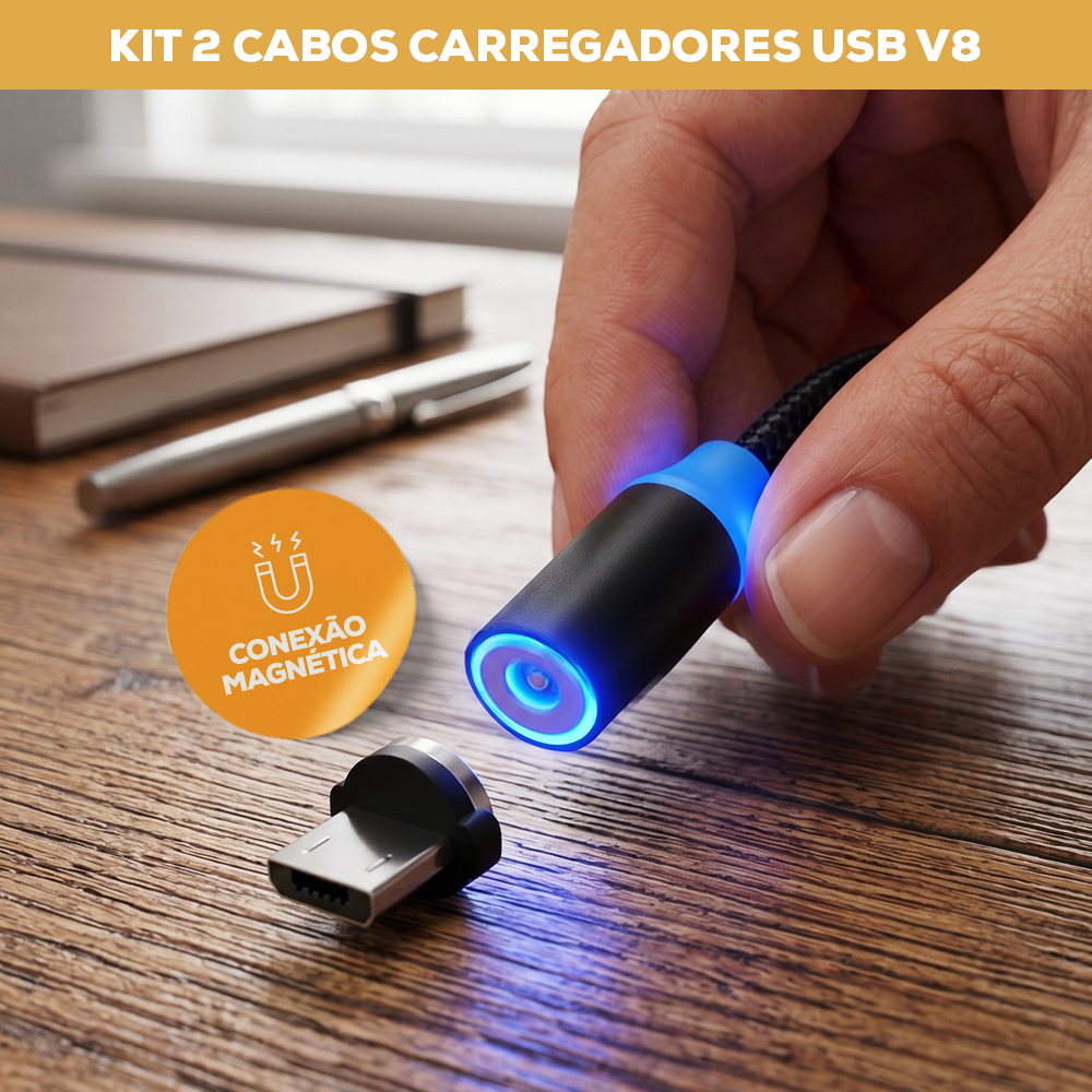 Cabo Magnético Trançado Usb  V8  Carregamento Rápido 2.4A Sumexr SX-B16V8