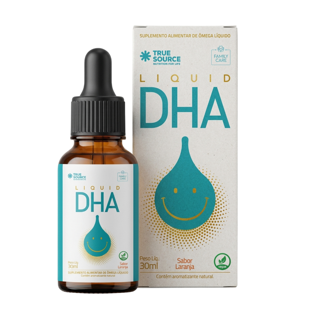 Liquid DHA True Source Suplemento Multivitamínico Ômega 3 Líquido Gotas 30ml Sabor Laranja
