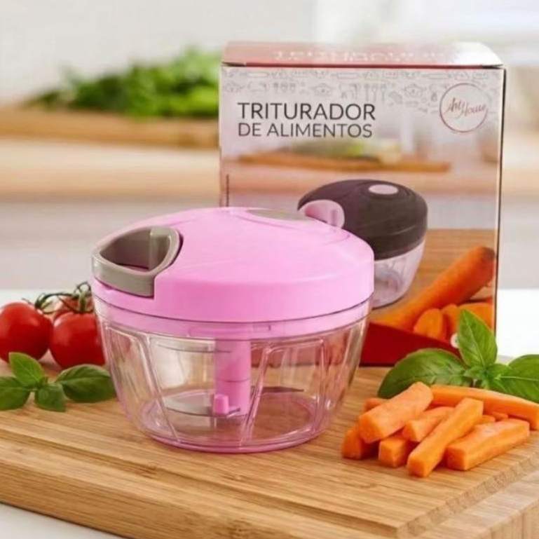 Processador Manual 500ml 3 Lâminas Alimentos Alho Triturador Multiuso