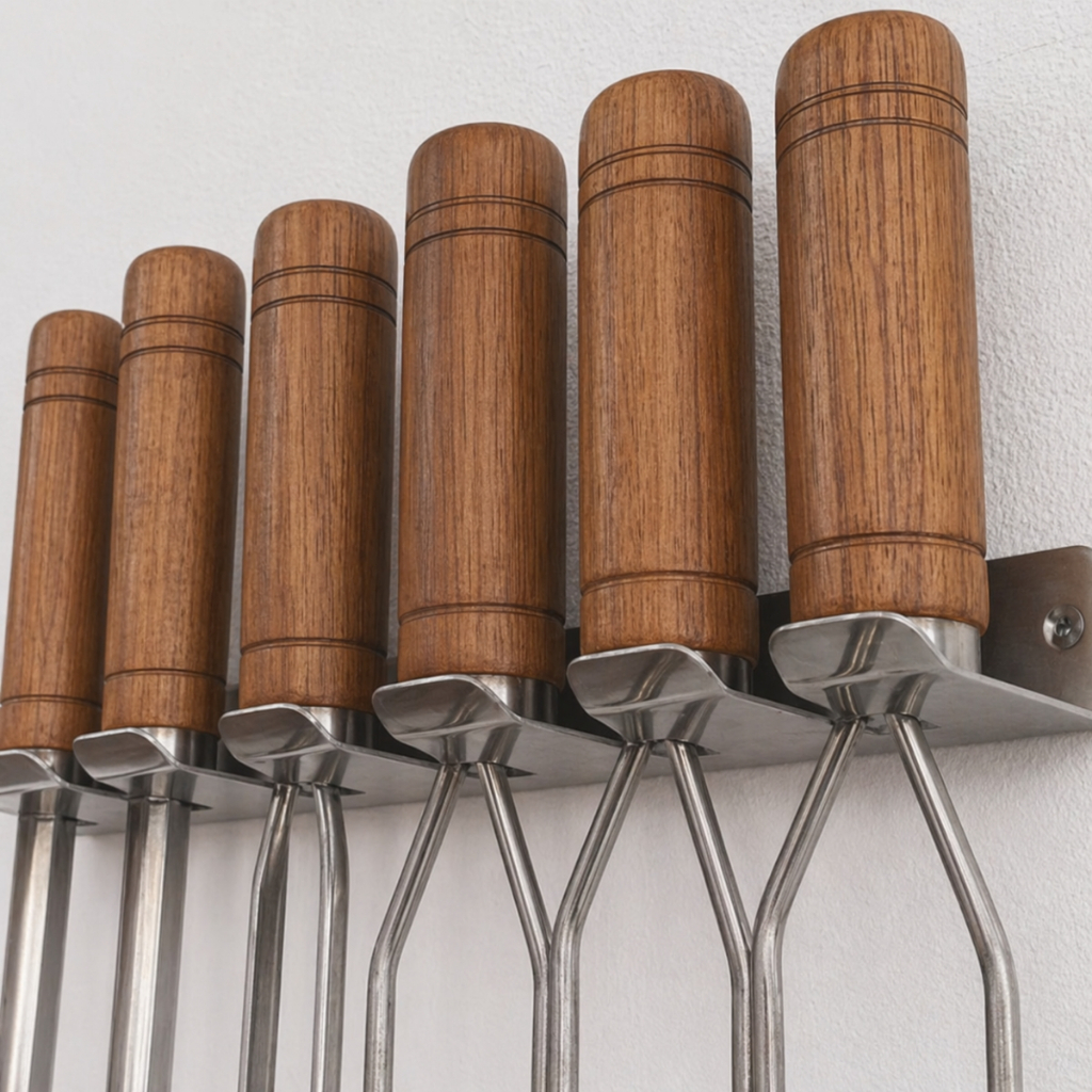 Porta Espeto De Parede Aço Inox 304 Churrasco Suporte Ecosul Área Gourmet Organizador 12 Espetos