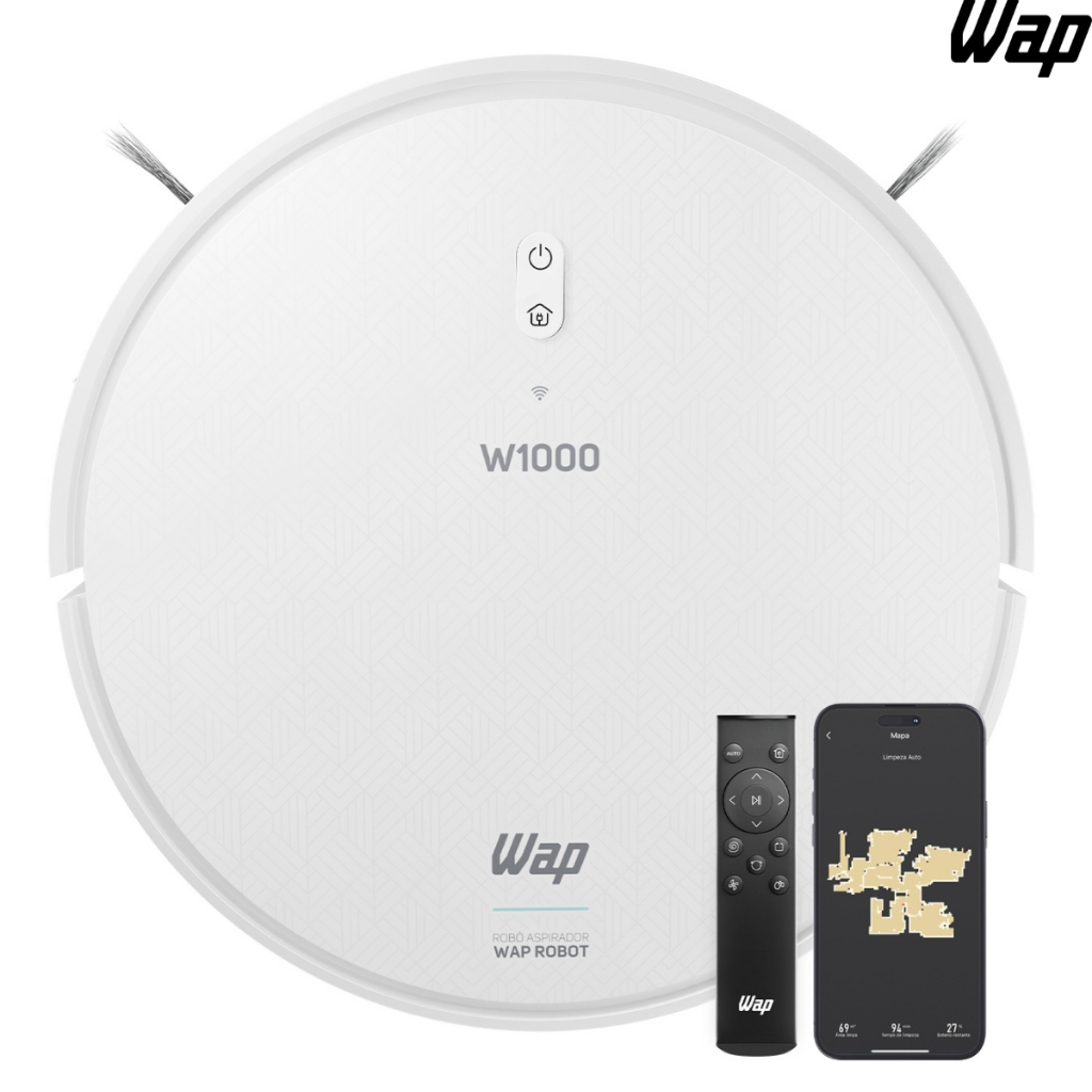 Aspirador De Pó Robo WAP ROBOT W1000 Smart Branco Bivolt
