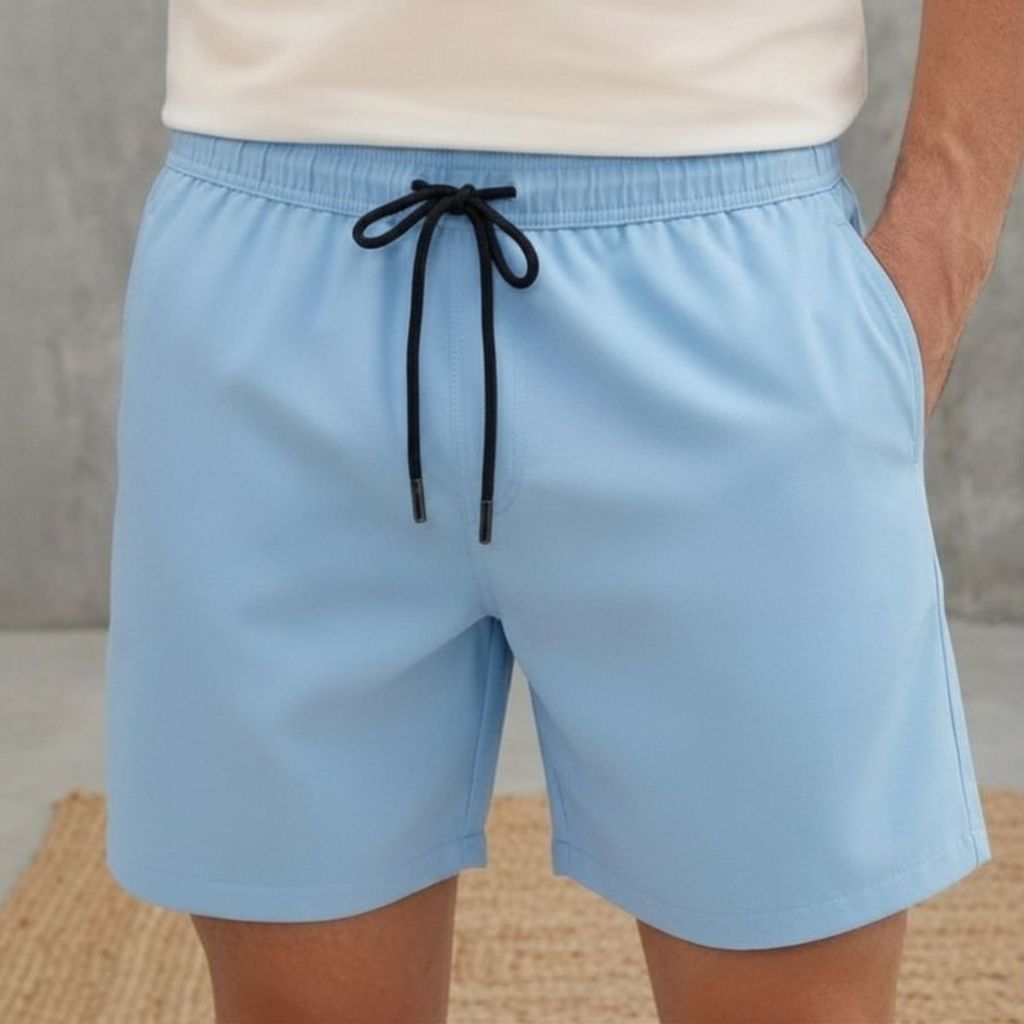 Bermuda Masculina Azul Bebe Tactel Elastano Esportiva Academia Fitness Casual Qualidade Envio Imediato