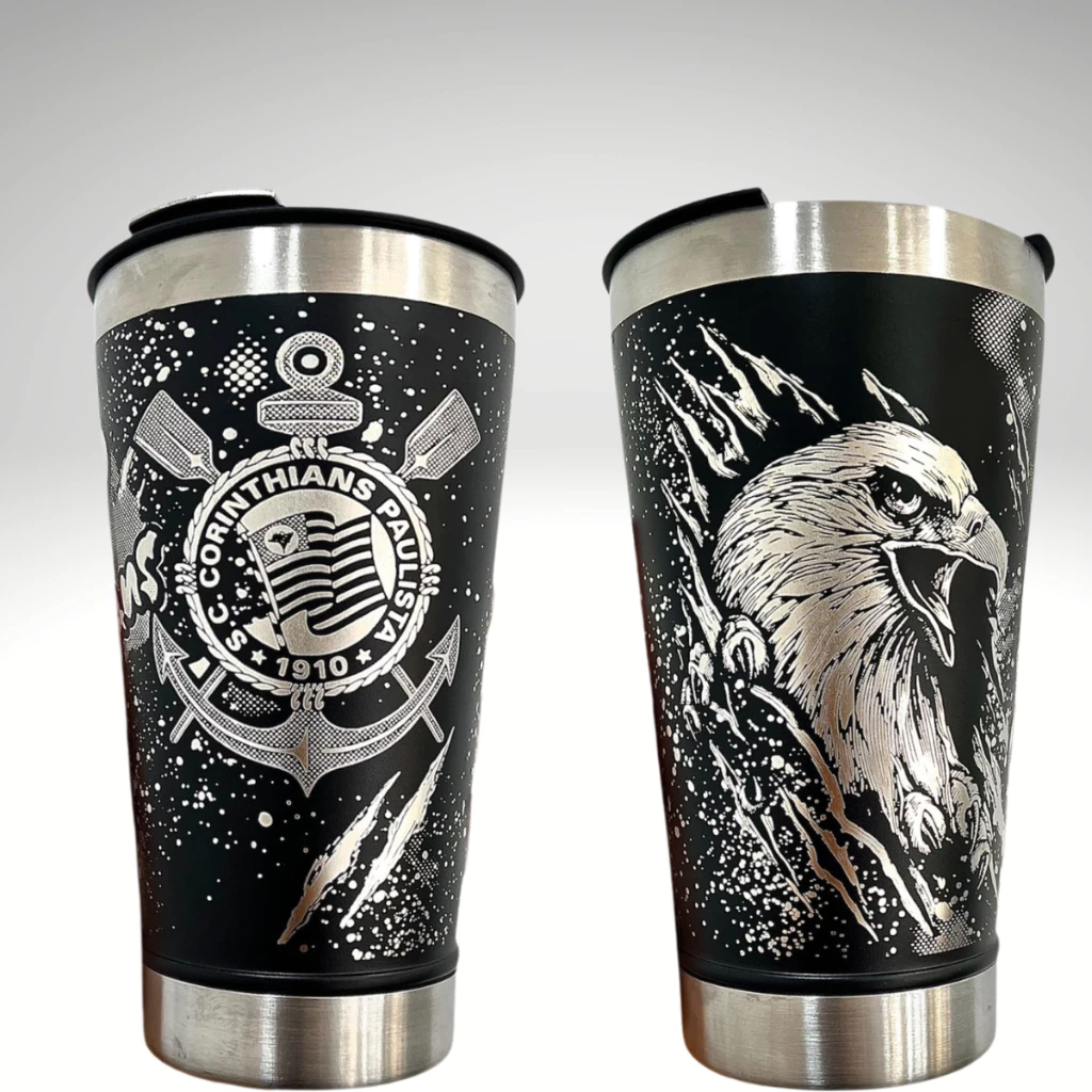 Copo Térmico personalizado Corinthians Timão Gravação Laser 360º