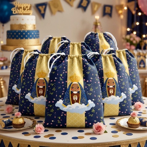 10 sacolinhas personalizada tecido NOSSA SENHORA APARECIDA lembrancinhas festa aniversario 30cmx20cm