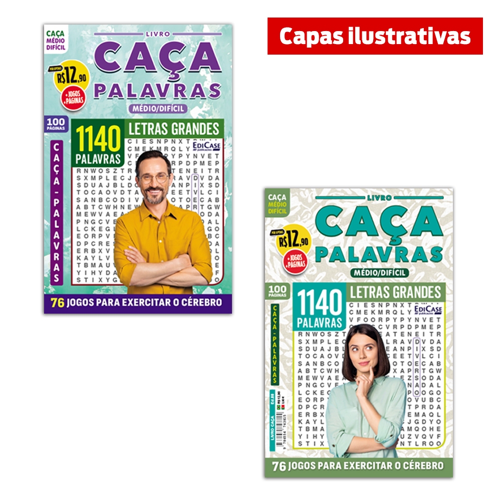 Kit 2 Livros Caça-Palavras ed.02 - 200 págs. - Médio/Difícil