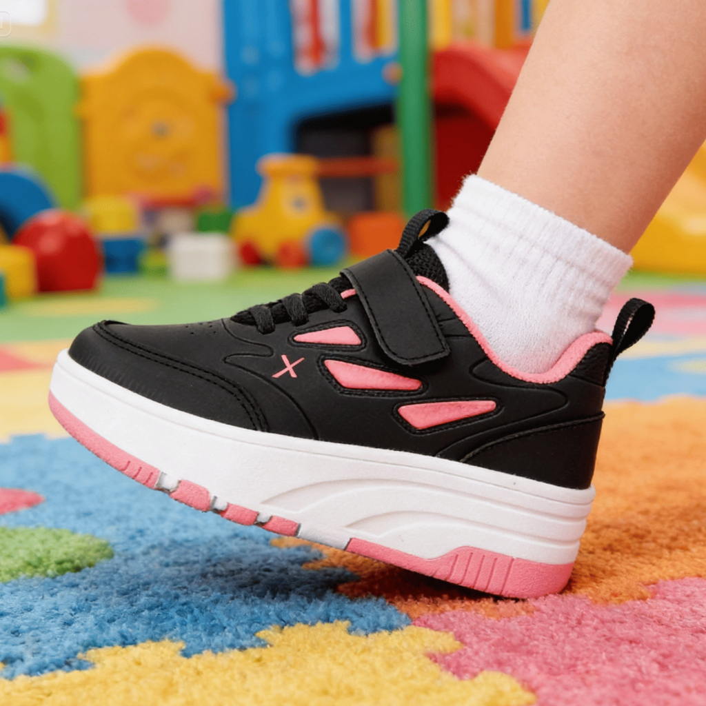 Tênis Infantil Plataforma Feminino Menina Patins Mini Fashion Calçado Skatenis Tira Aderente Rose