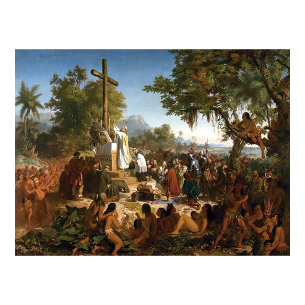 Ímãs de geladeira obras de Arte - Victor Meirelles - Primeira Missa - Romantismo 7,5x10cm