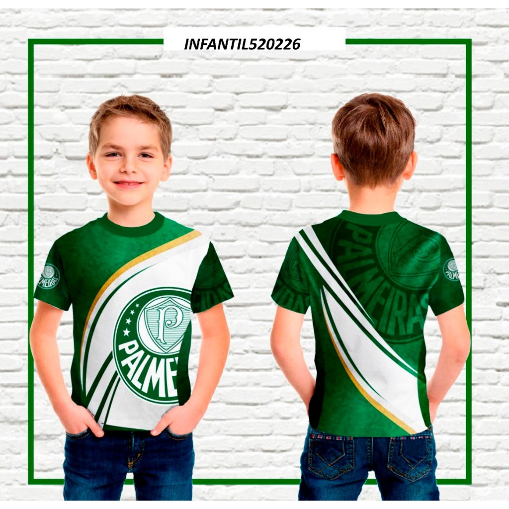 Camiseta Infantil Palmeiras Símbolo Completo em tecido Dryfit