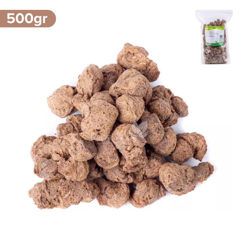 Proteína de Soja Texturizada Grossa Escura 500g Relva Verde PTS Carne de Soja para Receitas