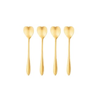 4 Colheres de Chá Wolff Heart Dourado de Aço Inox