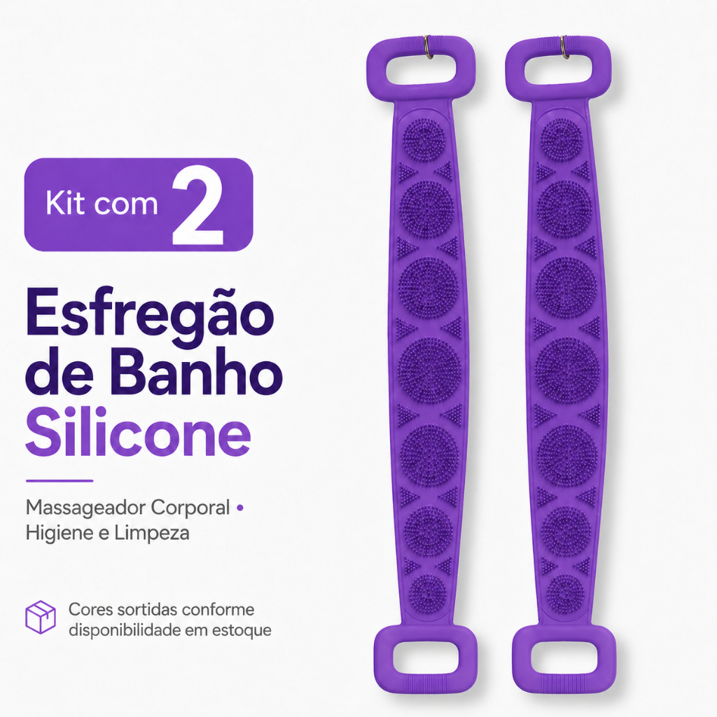 Kit 2 Esfregão Banho Silicone Esponja Massageador Corporal Lava Bucha Higiene e Limpeza