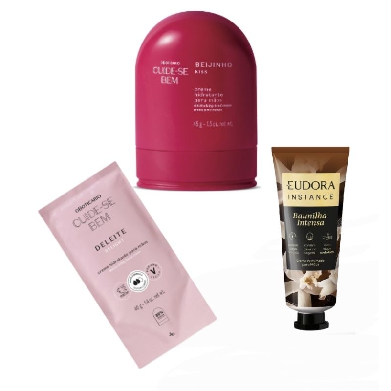 O BOTICARIO creme MAOS deleite rosa algodao lily cuide se bem fragrancias