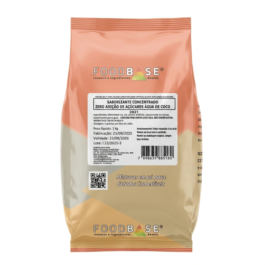 Saborizante Concentrado Água de Coco Zero Açúcar Foodbase 1kg