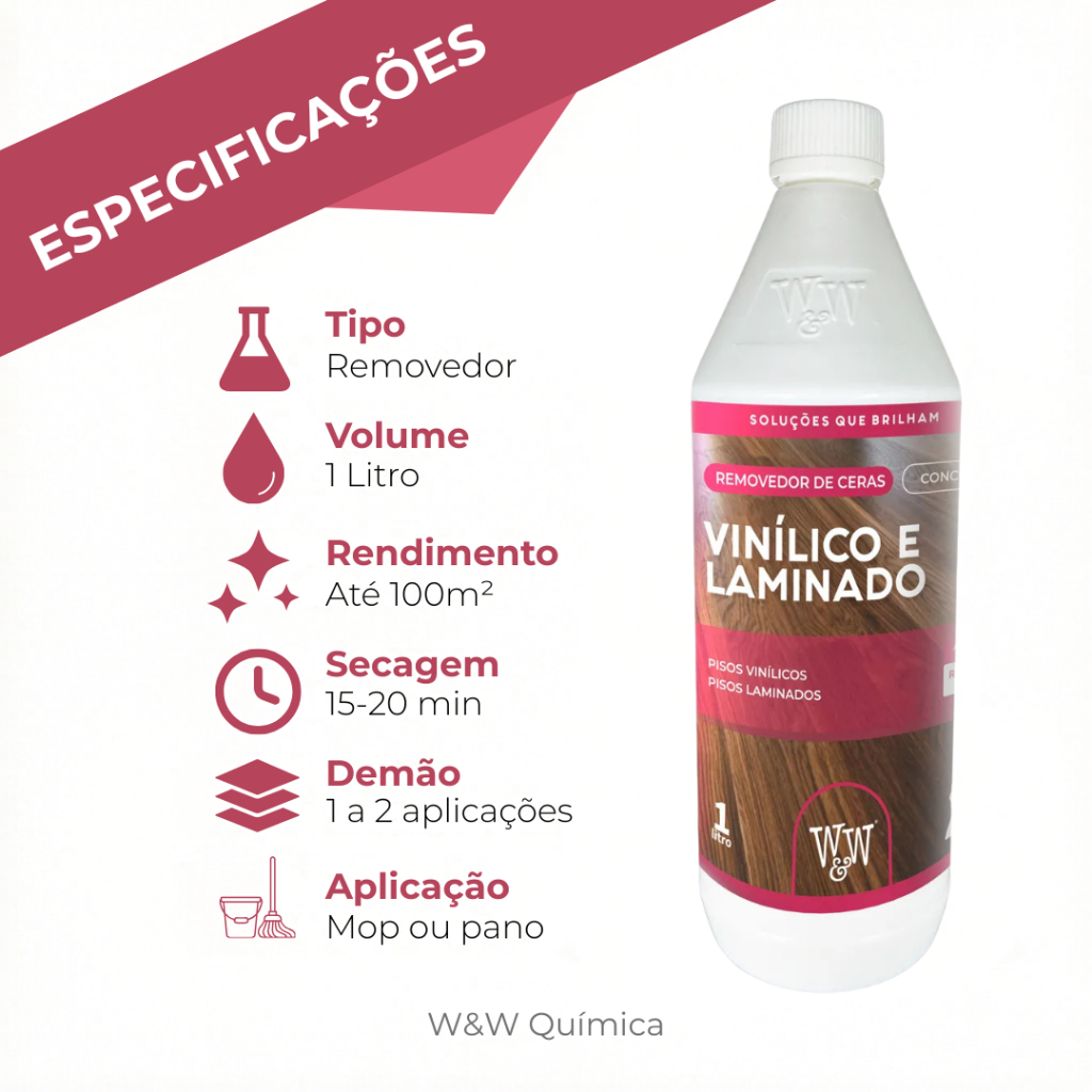 Detalhes do W&w Removedor De Ceras Concentrado Vinílicos E Laminados 1l
