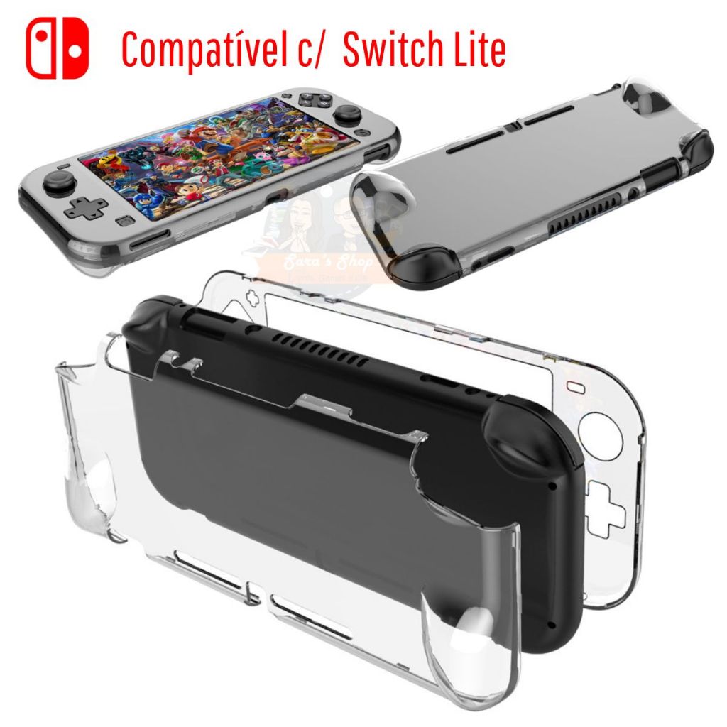 Capa Crystal Grip Anatômico Nintendo Switch Lite Case Transparente Anti Impacto