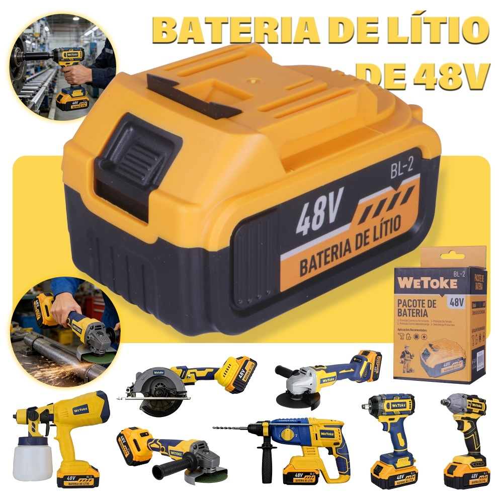 Bateria De Íons De Lítio 48v 3.0 Ah Para Chaves Impacto wetoke