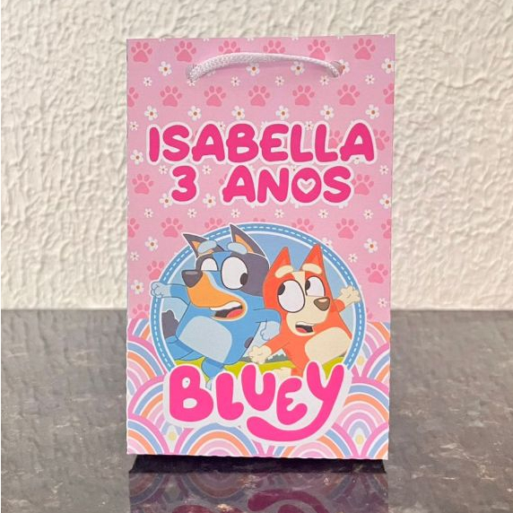 Sacolinha Surpresa Personalizada P - BLUEY MENINA - Lembrancinha de Festa - PEGUE E MONTE - Lembrancinha Festa Infantil