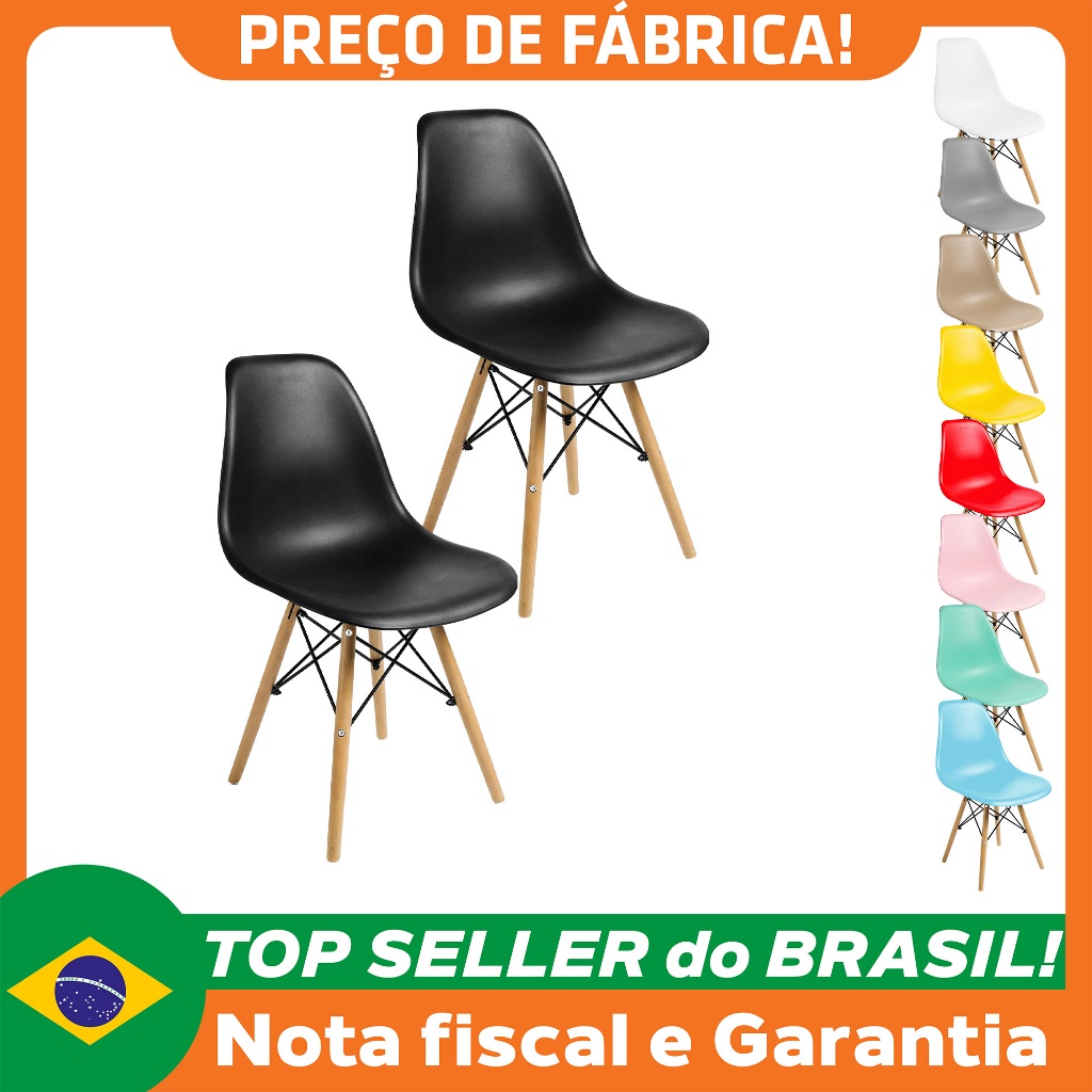 Kit 2 Cadeiras Charles Eames Eiffel Wood Design