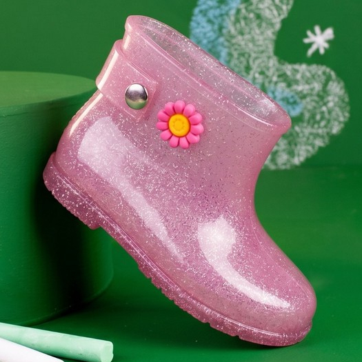 Galocha Infantil Menina Menino Glitter Cores Variadas Com Personagem Para Chuva Confortável 21 ao 27