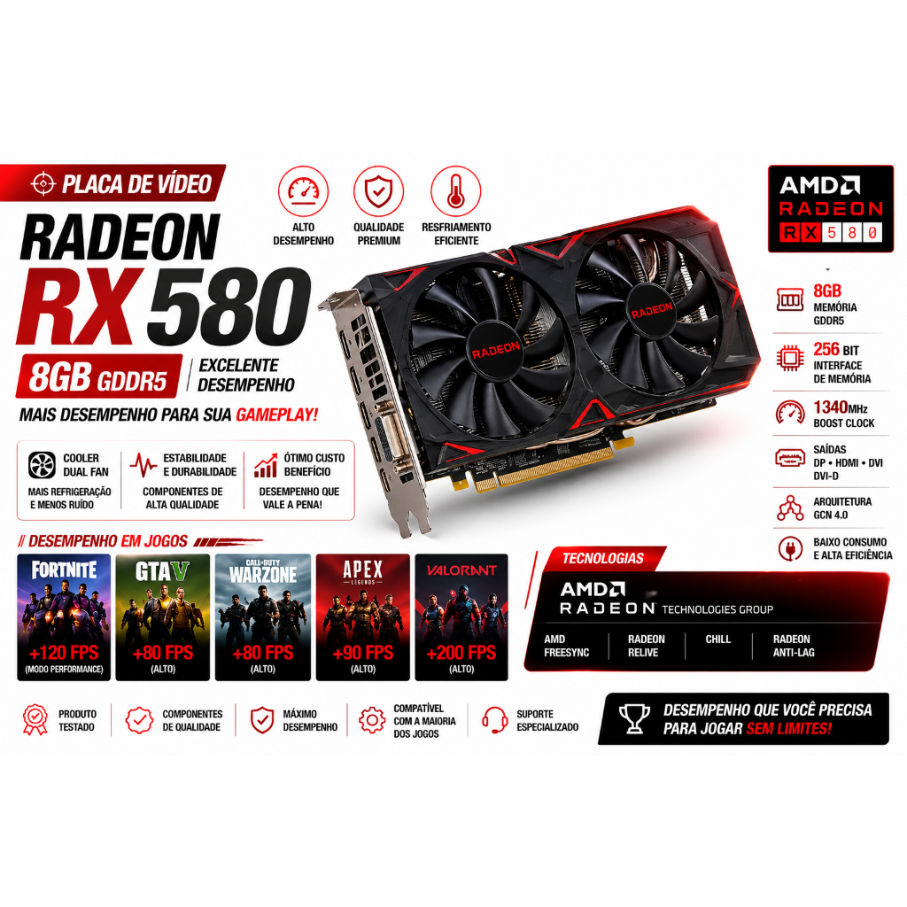 Pc Gamer Branca Ryzen 5 5500 16gb 3200mhz Ssd 512gb Rx580 8gb Rgb — imagem 2 de 2