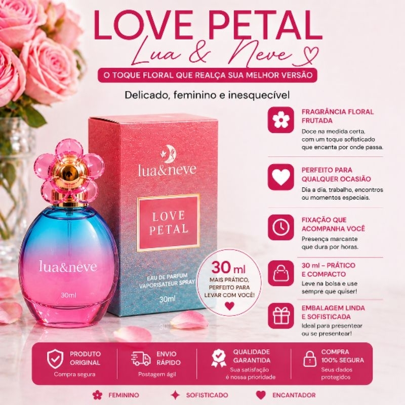Perfume Lua e Neve 30ml 🌸 Love Petal /Sugar Bloom /Fantasy Spell /Sweet Lilac Fragrancia Feminina Doce Fixacao Duradoura