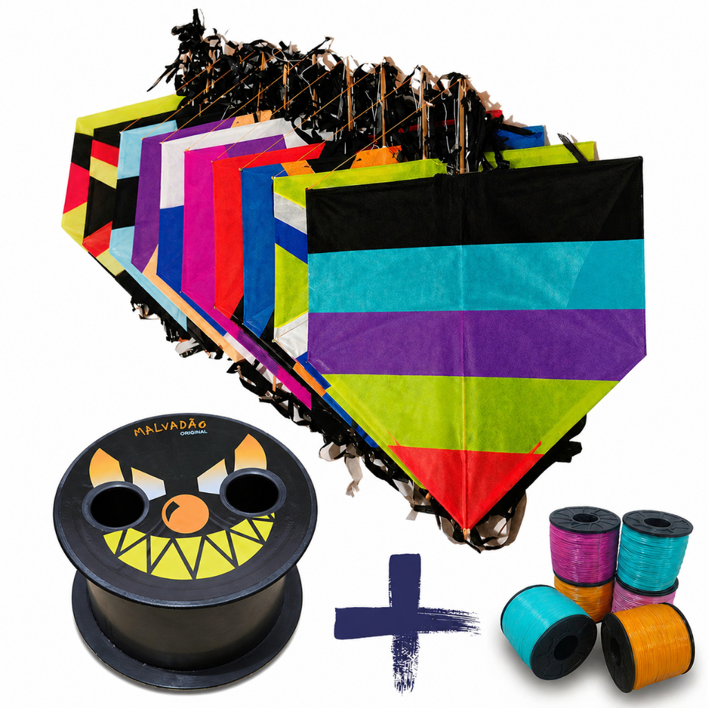 Kit De Pipa Com Rabiola, Carretilha Malvadão e Linha