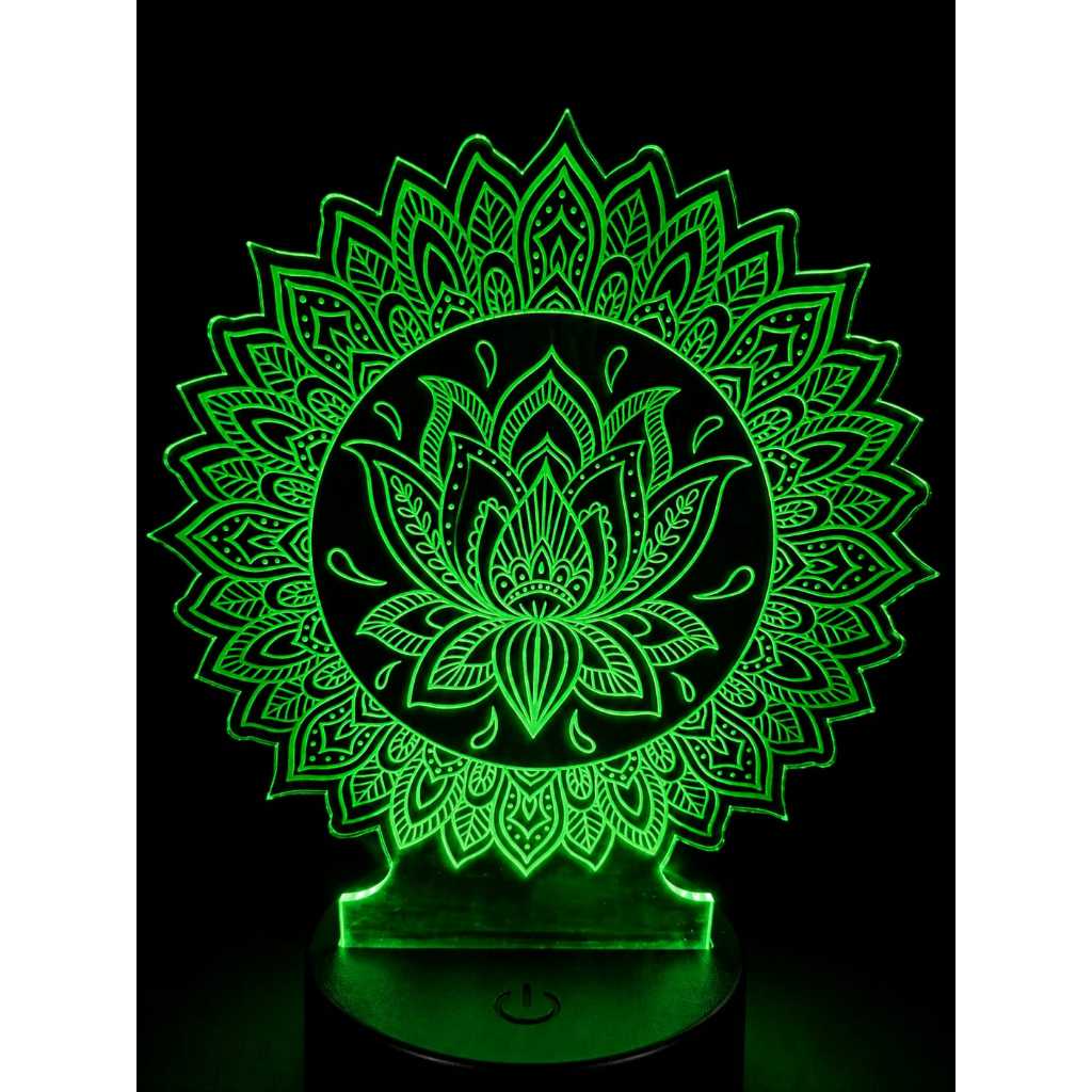 Imagem Luminária Mandala LED Acrílica | Iluminação Suave + Ambiente Zen + RGB