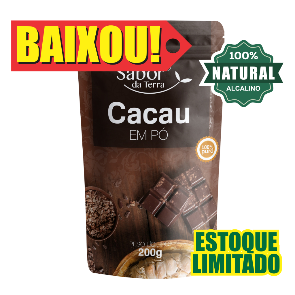 Cacau em Pó | 100% Puro | 200g | Para Receitas e Sobremesas | Amor da Terra
