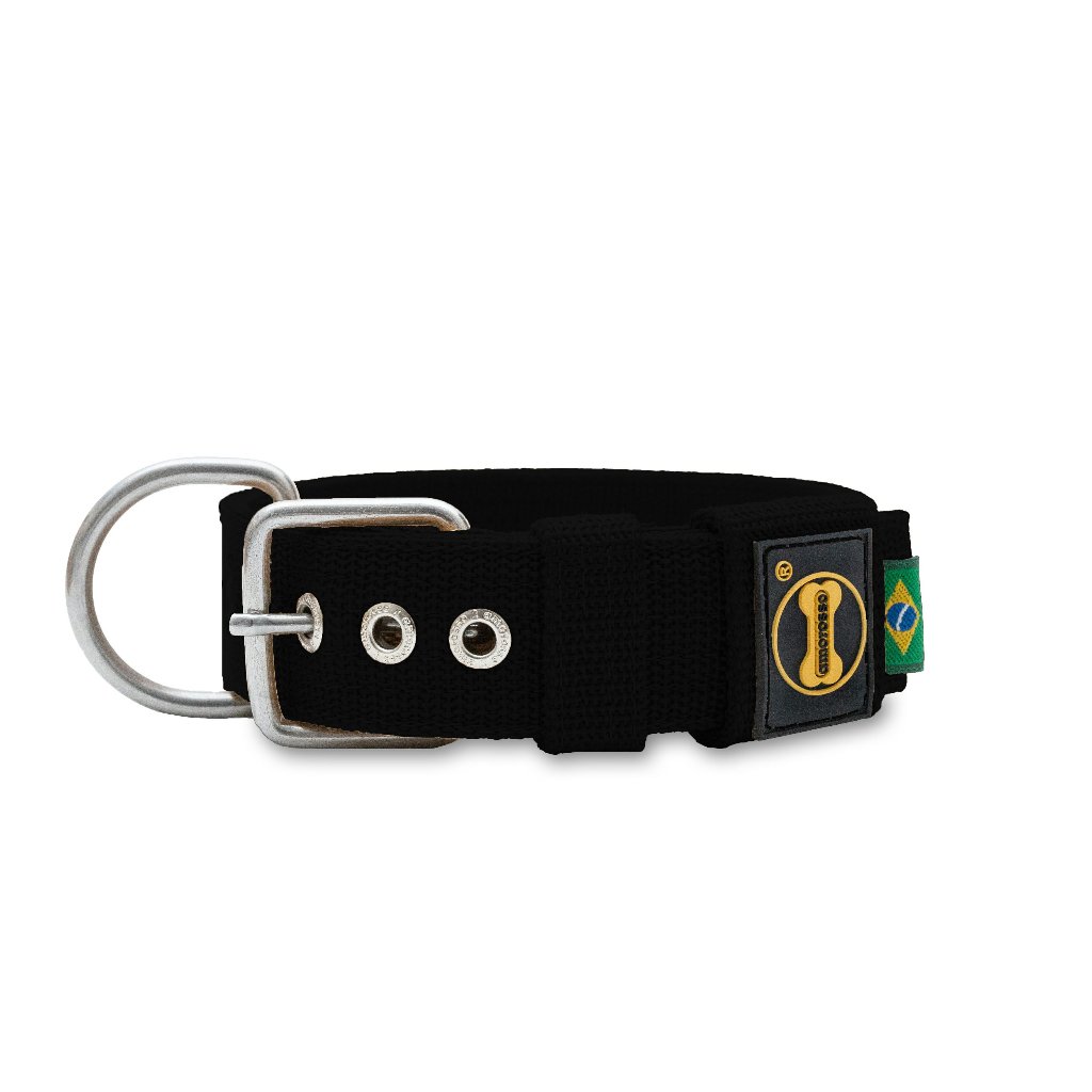 Coleira Fit Preto Amorosso Cachorro 40mm Pitbull Dobermann Cane Corso Pastor Alemão Dog Pet Cão Cães