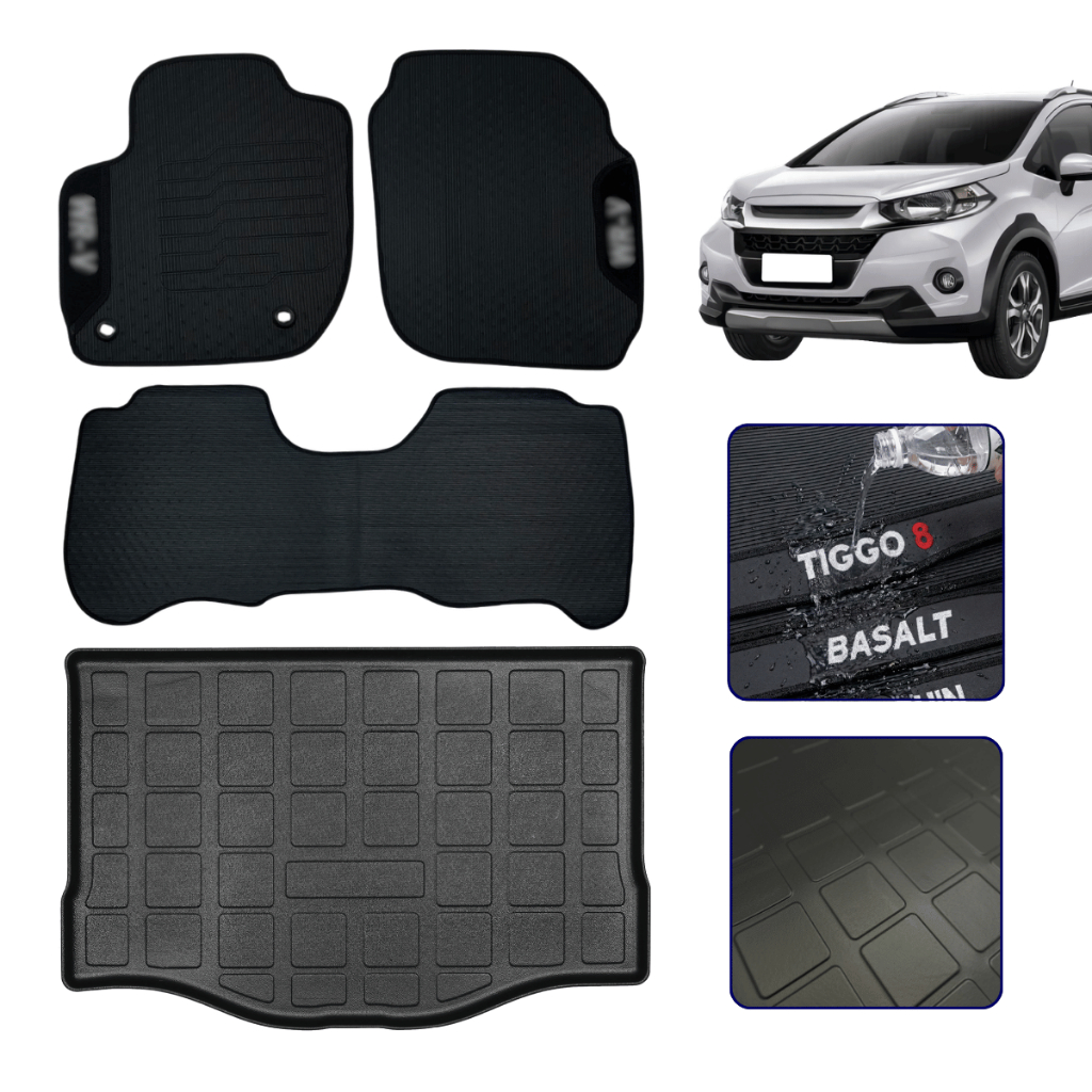 Kit Jogo de Tapete Emborrachado + Bandeja Protetor Porta Malas Para WR-V Todos o