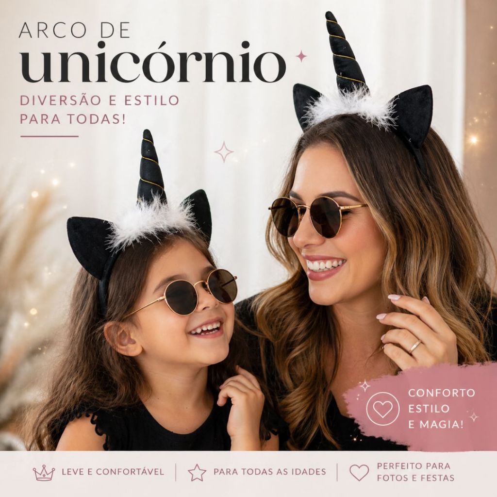 Tiara Unicórnio Arco Cabelo Fantasia Festa Carnaval