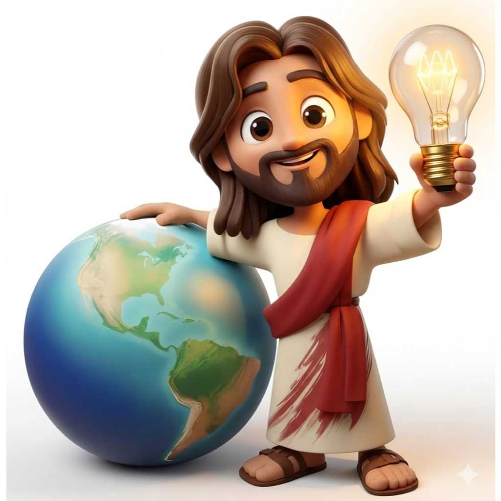 Display de Chão Mdf Decoração Festa - Jesus Luz do Mundo Dono do Mundo - Lâmpada - Novo (1 Peças - Vários Tamanhos)