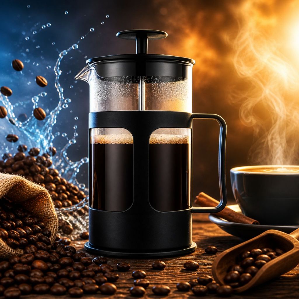 Prensa Francesa 350ml Preta Unitermi, Cafeteira Café, Vidro Filtro Portátil Café Gourmet Chá infusor
