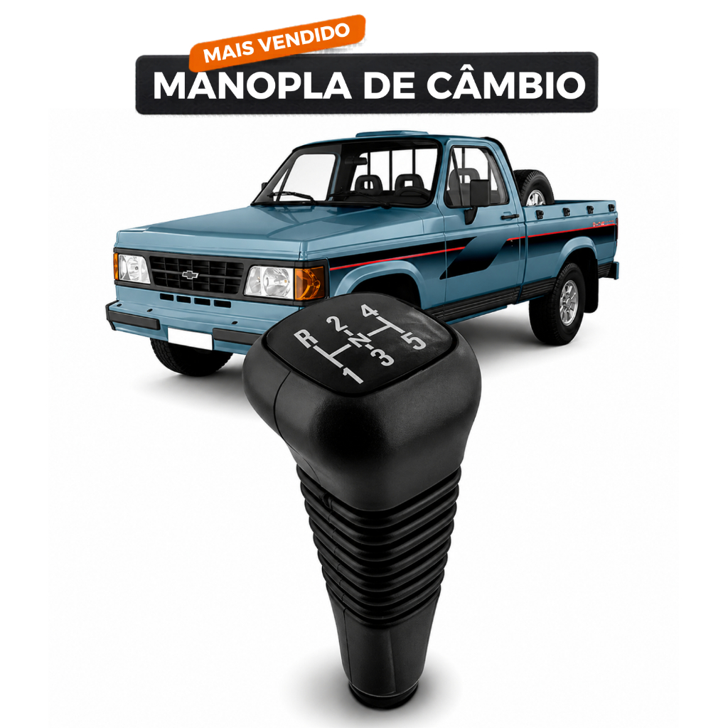 Manopla de Câmbio Pick-up D20 88 a 93 Preta 5 Marchas PVC Alta Durabilidade