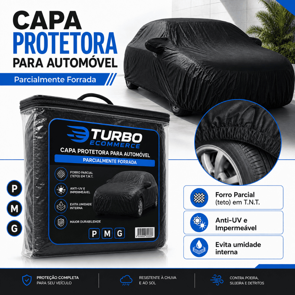 Capa Cobrir Carro Grossa Forrada 100% Impermeável Proteção Sol Chuva Granizo
