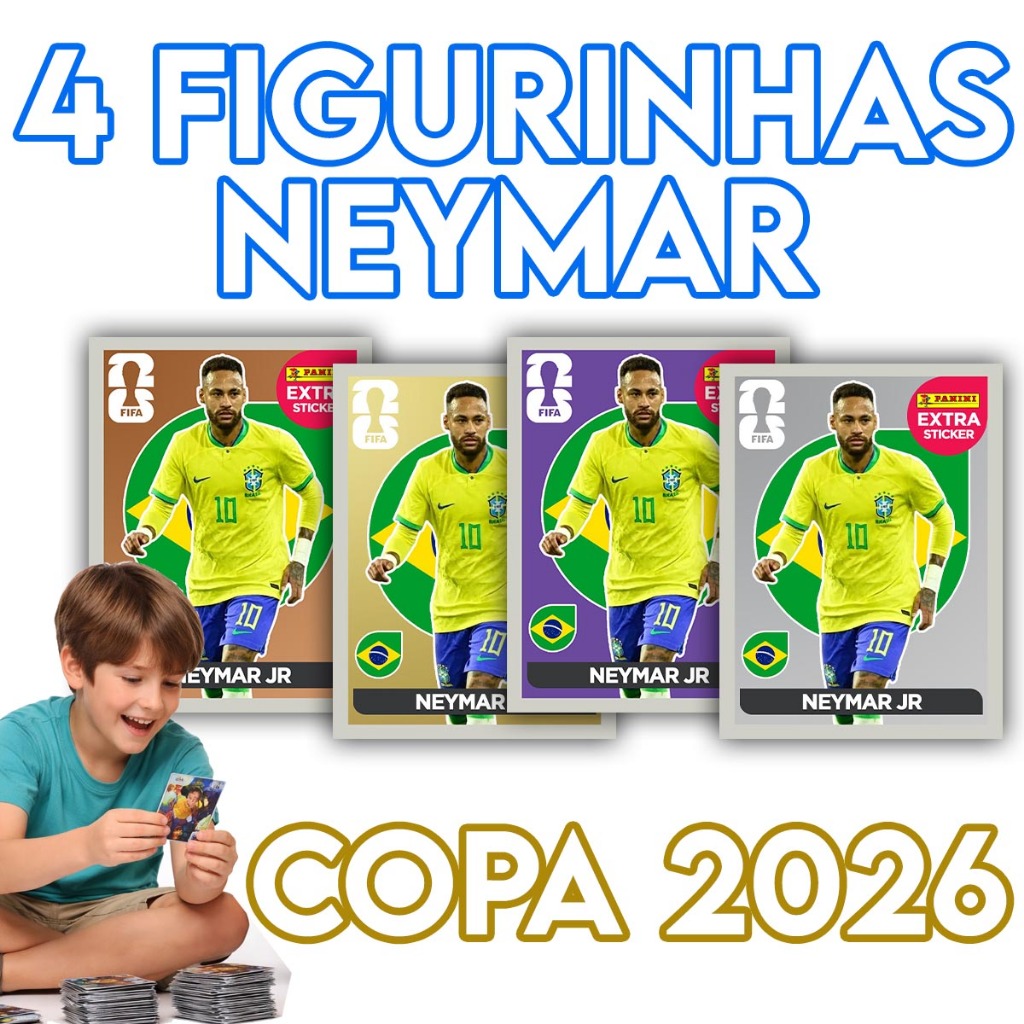 kit Figurinhas Legends NEYMAR Copa do Mundo 2026 Cristiano Ronaldo - CR7 - OURO -Extra Sticker - Messi, Neymar