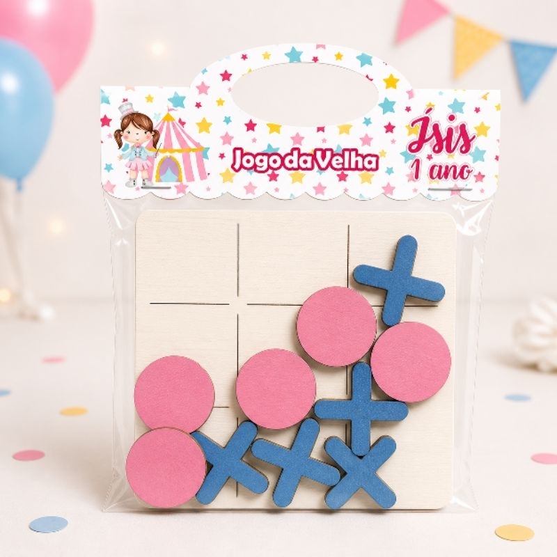 kit Jogos da velha CIRCO ROSA  personalizado nome e idade- lembrancinhas didáticas e lúdicas de festa infantil
