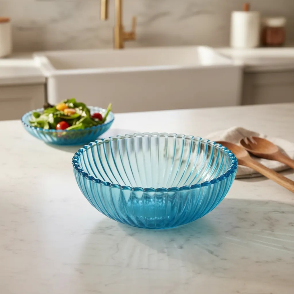 Antiga Tigela Bowl Saladeira De Vidro Azul 17x7cm # (Usado)