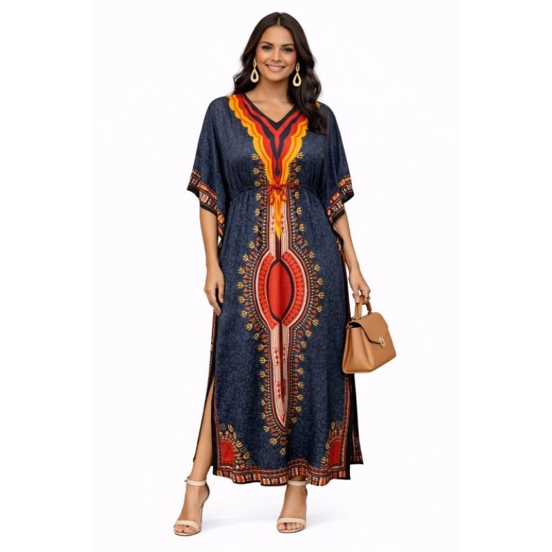 moda indiana kafta longa vestido com ajuste na cintura